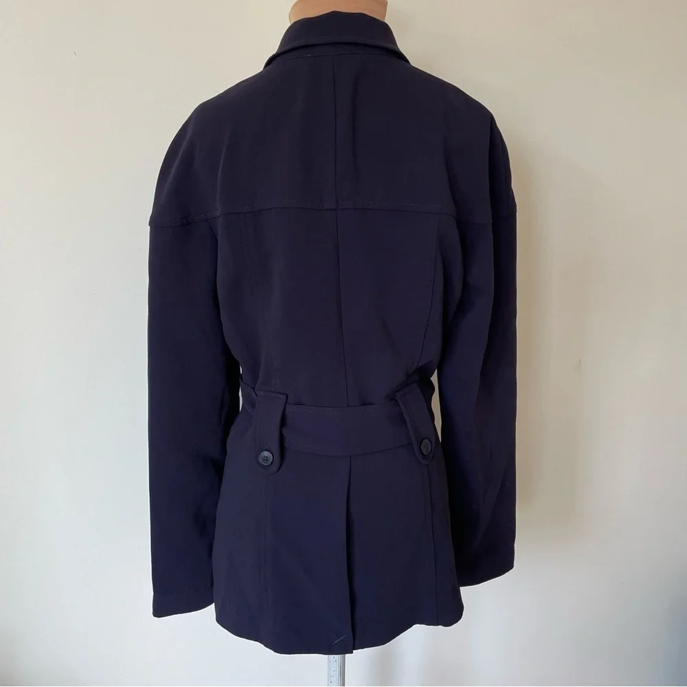 Derek Lam Collective Belted Cardigan Navy Blue Crepe Jacket Size IT 42/US 6